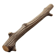 A single, smooth, brown wooden stick with textured bark against black