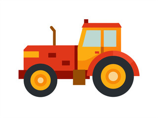 Farming Vehicle Tractor Art on Transparent Background for Web and Graphic Design