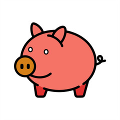 Hand Drawn Piggy Bank Vector on Transparent Background for Web and Graphic Design