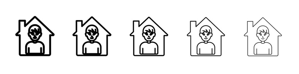 Stay home icon vector outline symbol or illustration