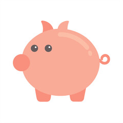 Minimalist Piggy Bank Clipart Vector on Transparent Background for Web and Graphic Design