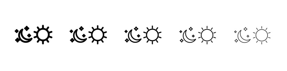 Sun and moon icon vector outline symbol or illustration