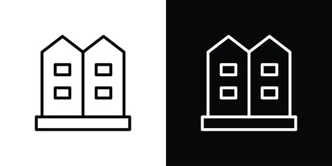 Terraced Houses icon vector graphics in strokes