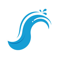 Obraz premium Simple Curved Water Stream with Splash Tips Vector on Transparent Background for Web and Graphic Design