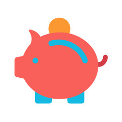 Savings Icon with Piggy Bank Vector Art on Transparent Background for Web and Graphic Design