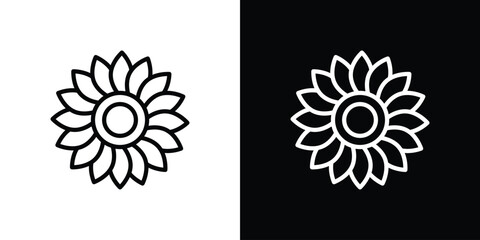Sunflower icon vector graphics in strokes
