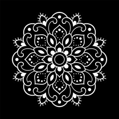 Circular pattern in form of mandala with flower for Henna, Mehndi, tattoo, decoration. Decorative ornament in ethnic oriental style. Outline doodle hand draw vector illustration.