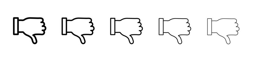 Thumbs down icon vector outline symbol or illustration