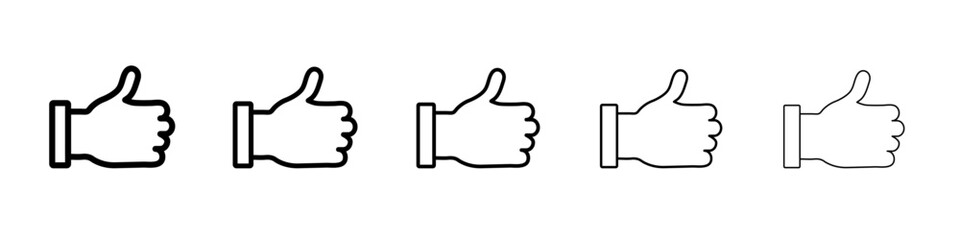 thumbs up icon vector outline symbol or illustration