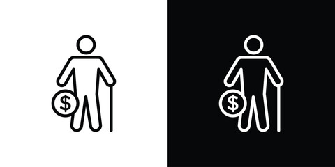 Retirement icon vector graphics in strokes