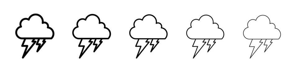 thunder cloud icon vector outline symbol or illustration
