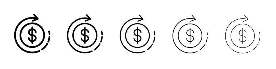 time is money icon vector outline symbol or illustration