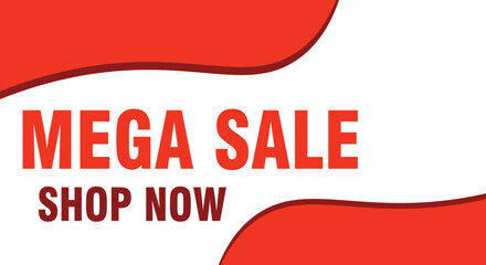 Red Mega Sale Banner  Shop Now Promotional Ad Template
