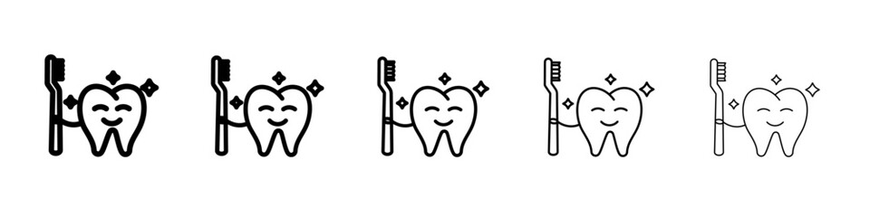 tooth cleaning icon vector outline symbol or illustration