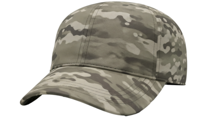 Modern Camouflage Baseball Cap on Isolated Gray Background

