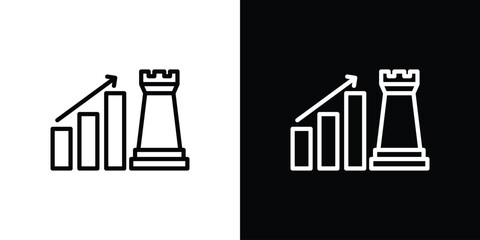 Marketing strategy icon vector graphics in strokes