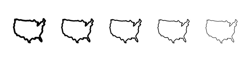 USA Map icon vector outline symbol or illustration