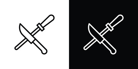Knife sharpener icon vector graphics in strokes