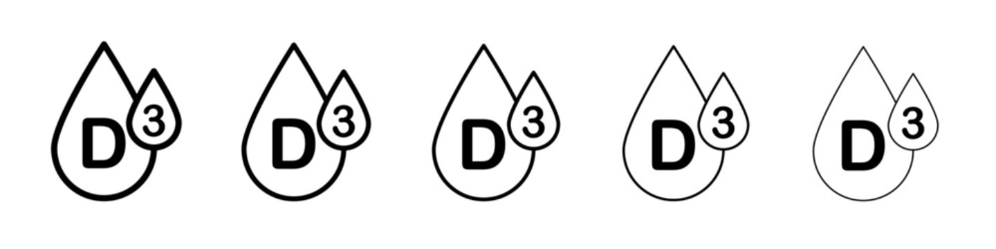 Vitamin D3 icon vector outline symbol or illustration
