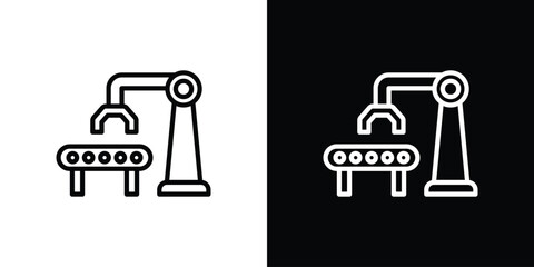 Industrial robot icon vector graphics in strokes