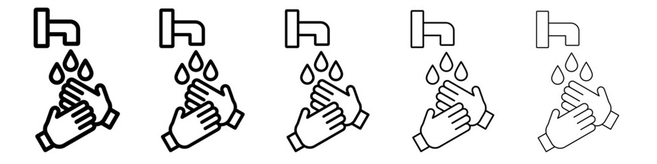 Wash hands icon vector outline symbol or illustration