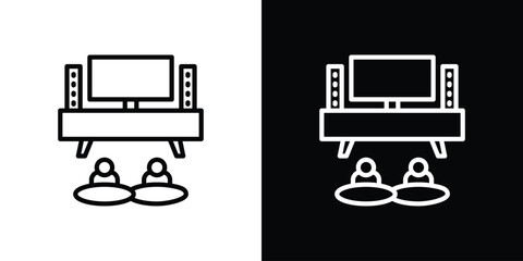 Home cinema icon vector graphics in strokes