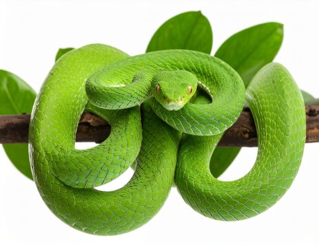 green snake on a white background