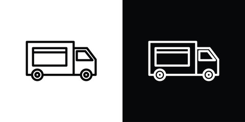 Food truck icon vector graphics in strokes