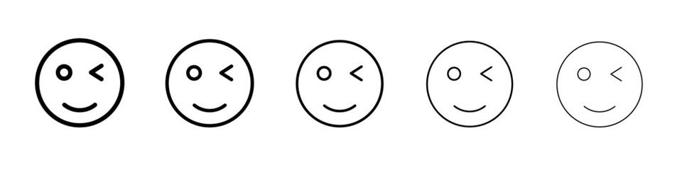 Winking eye icon vector outline symbol or illustration