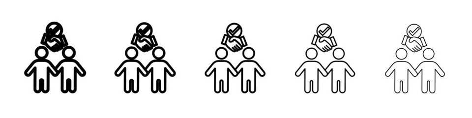 Win-win business deal icon vector outline symbol or illustration