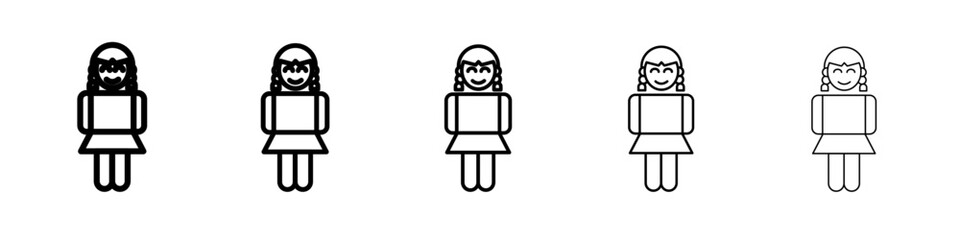 woman icon vector outline symbol or illustration