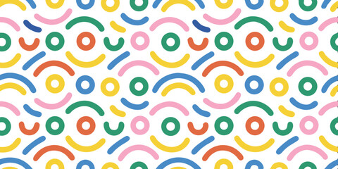 Fototapeta premium Colorful abstract patterns: A vibrant display of seamless, colorful abstract patterns, a visual celebration of geometric shapes and artistic arrangement.