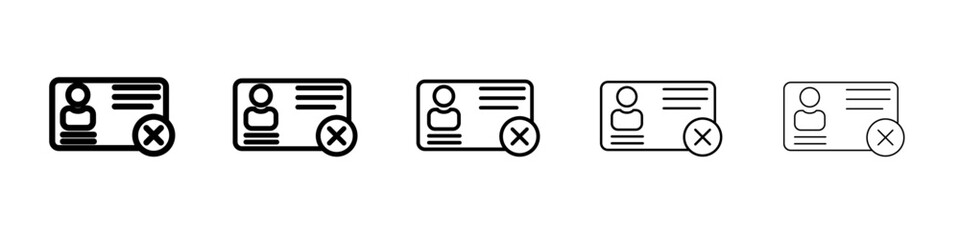 wrong id card icon vector outline symbol or illustration