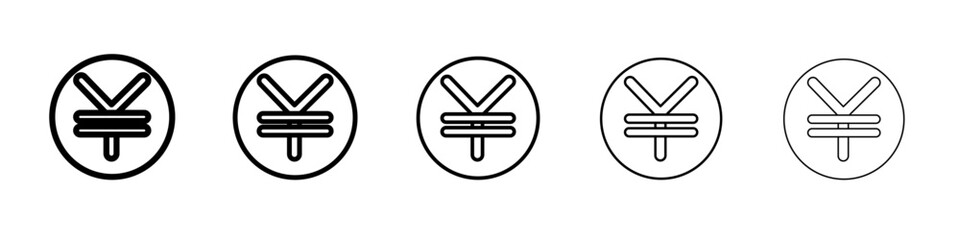 Yen sign icon vector outline symbol or illustration