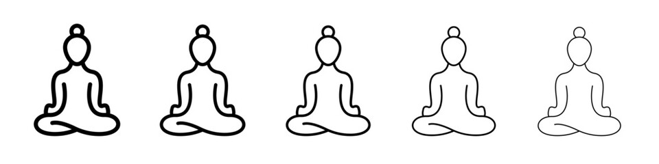 Yoga pose icon vector outline symbol or illustration