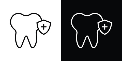 Dental insurance icon vector graphics in strokes