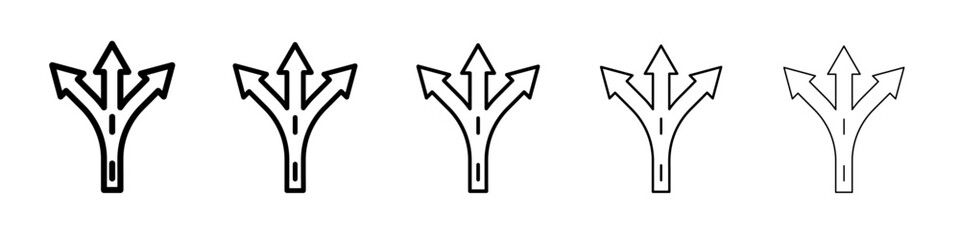 3 arrow way icon vector outline symbol or illustration
