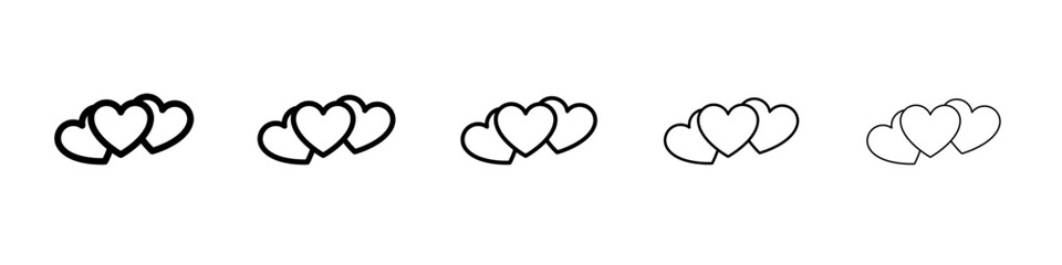 3 hearts icon vector outline symbol or illustration