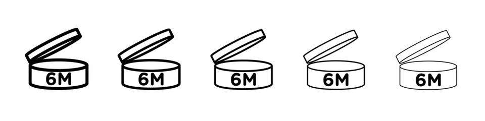 6 months PAO icon vector outline symbol or illustration