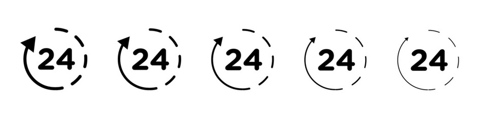 24 hours icon vector outline symbol or illustration