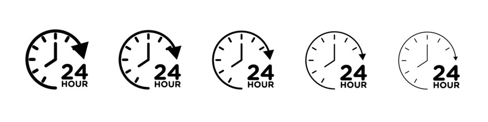 24 hours icon vector outline symbol or illustration
