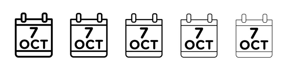 7 october date icon vector outline symbol or illustration