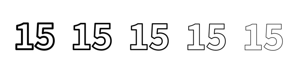 15 number icon vector outline symbol or illustration