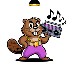 Dancing Beaver Cartoon with Gold Chain