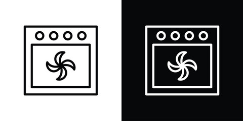 Convection turbofan stove icon vector graphics in strokes