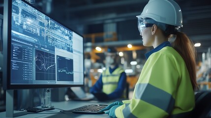 Engineers in PPE participate in a realistic nuclear safety protocol training session, focused on high detail and professionalism.