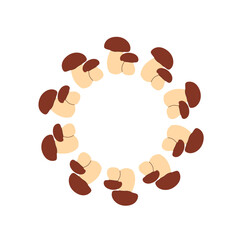 A wreath of porcini mushrooms  Botanical illustration. Vector illustration	
