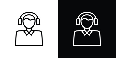 Callcenter icon vector graphics in strokes