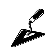 Masonry Trowel Icon - Black Silhouette.
A classic black silhouette icon of a masonry trowel, perfect for illustrating construction, building, or plastering themes