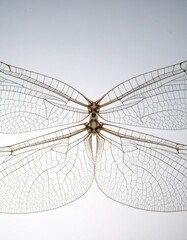 Close-Up of Transparent Dragonfly Wing on White Background
